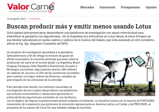 Disclosure of the project in the Valor Carne digital newsletter