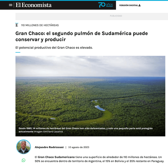 Gran Chaco: The Second Lung of South America Can Conserve and Produce