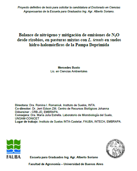 Delivery of the candidacy project for the degree of Doctor of the University of Buenos Aires