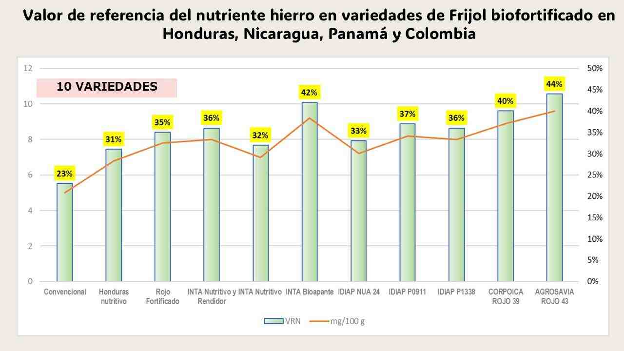 Iron content in biofortified bean seeds for LAC