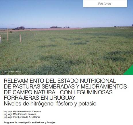 Surveying the nutritional status of sown pastures and natural field improvements with forage legumes in Uruguay: nitrogen, phosphorus and potassium levels