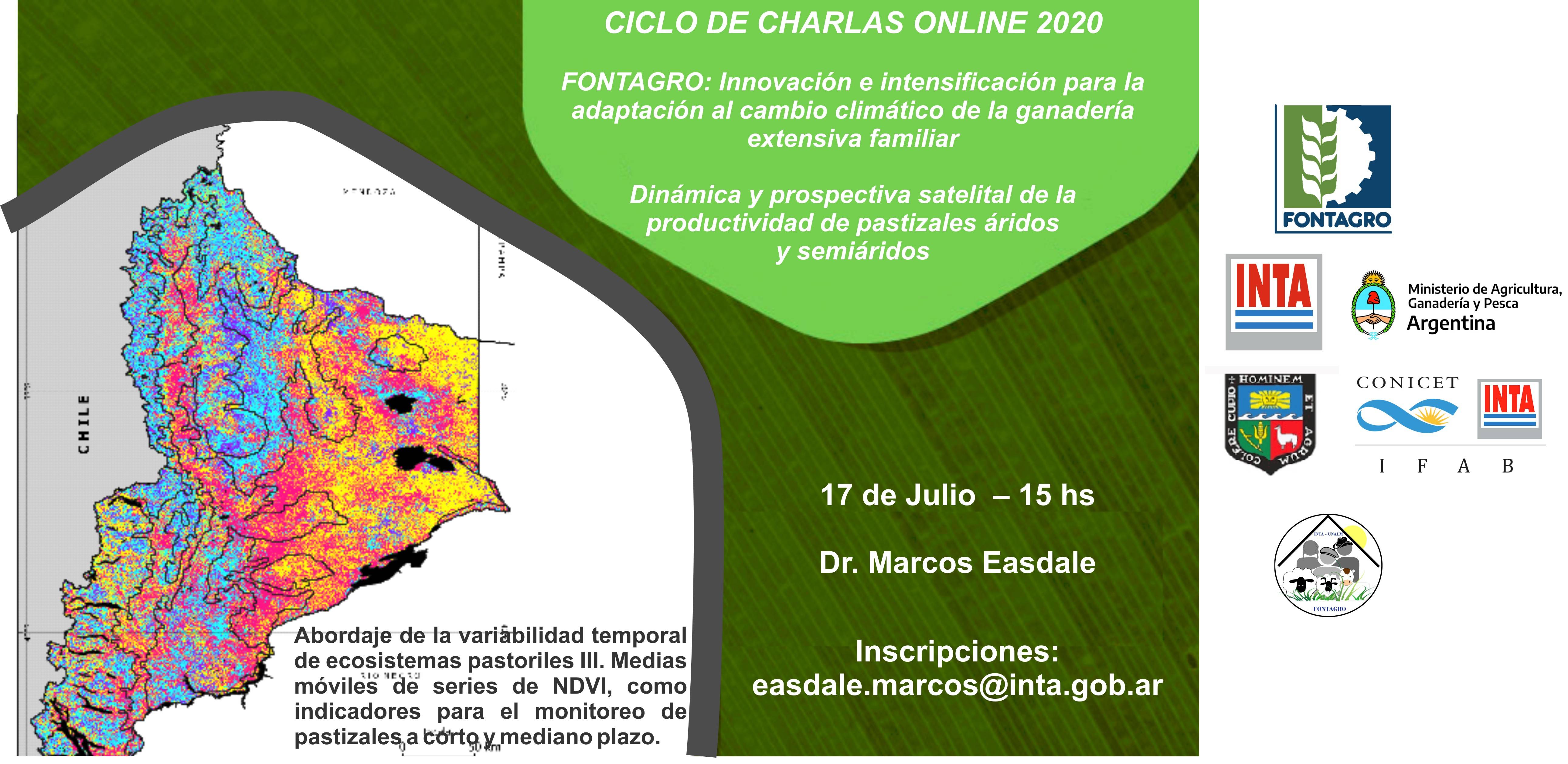 Cuarta Charla online: Dinámica y prospectiva satelital de la productividad de pastizales áridos y semiáridos.