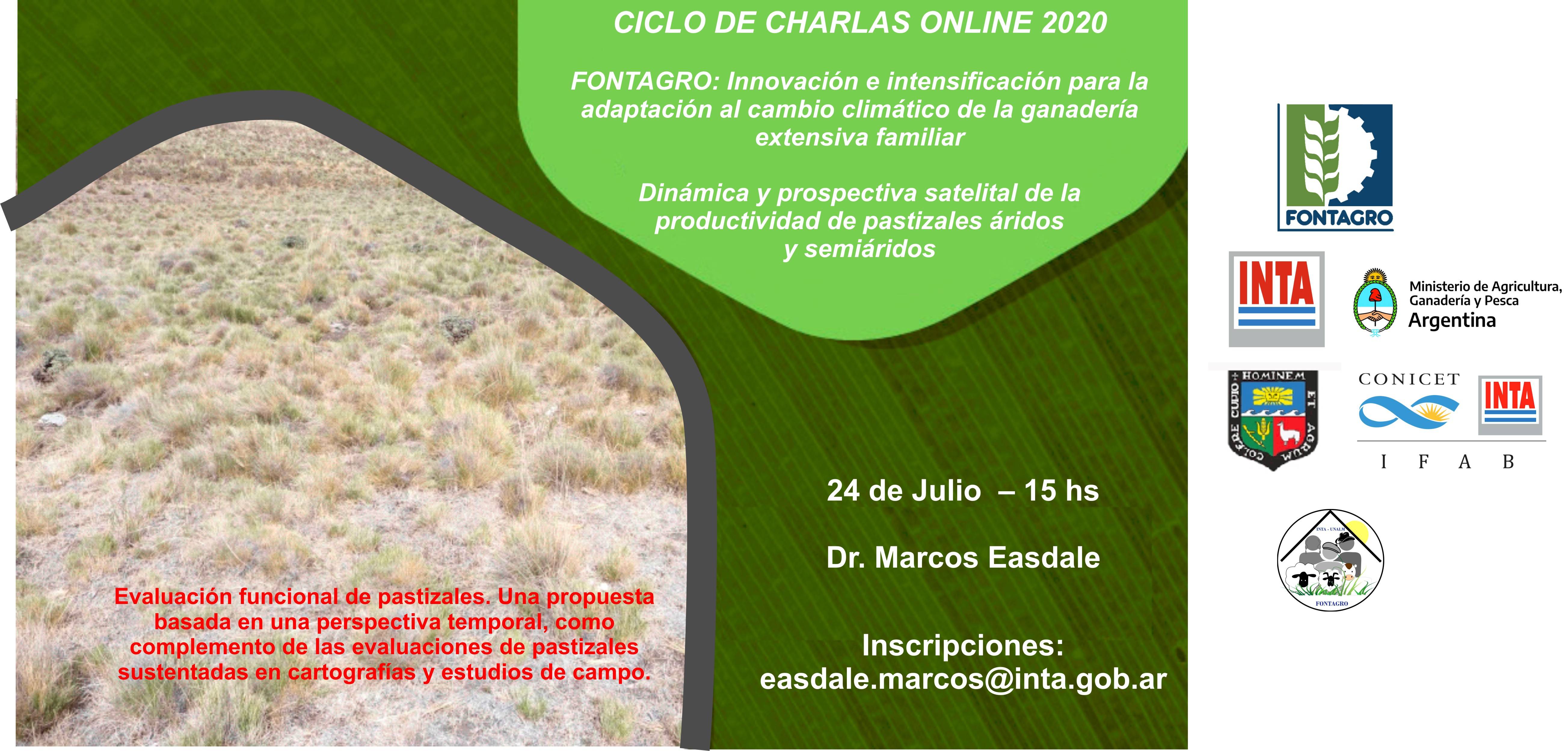 Quinta Charla online: Dinámica y prospectiva satelital de la productividad de pastizales áridos y semiáridos.