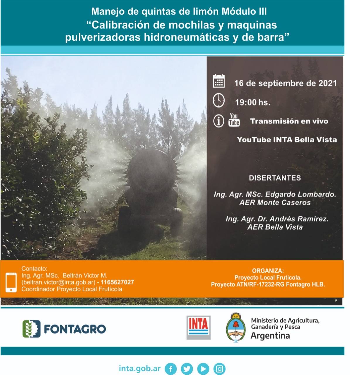 Capacitación en calibración de mochilas y máquinas pulverizadoras hidroneumáticas y de barra