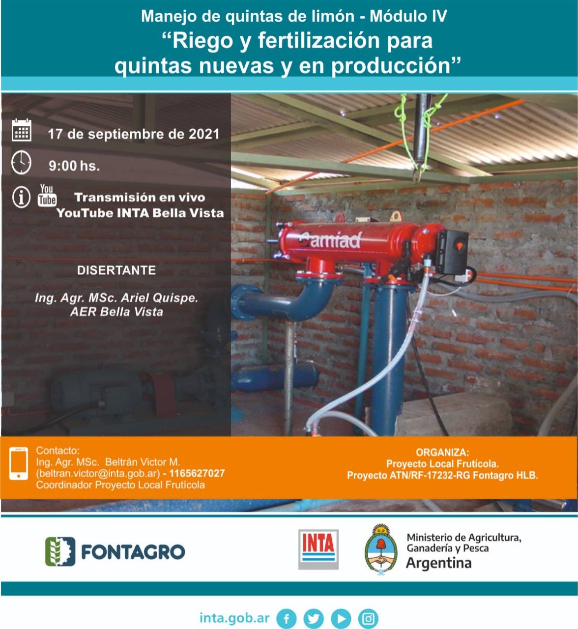Capacitación en riego y fertilización para quintas nuevas y en producción