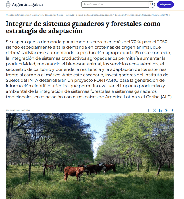 Integrar sistemas ganaderos y forestales como estrategia de adaptación