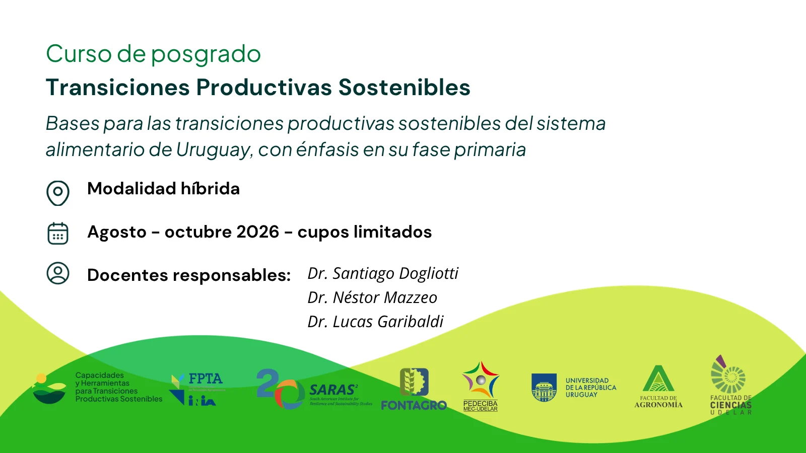 Curso de posgrado Transiciones Productivas Sostenibles 2026