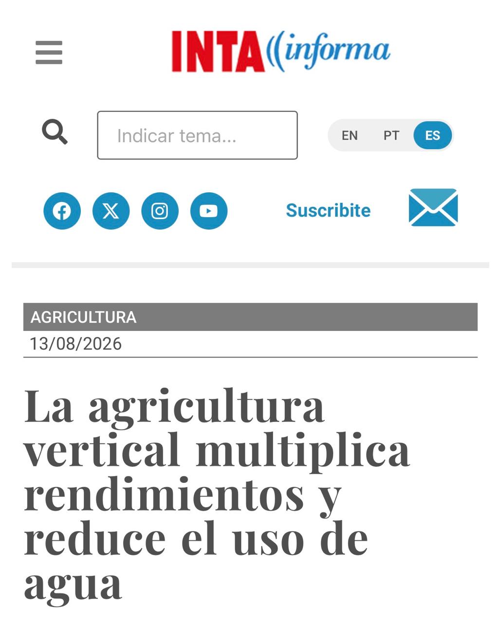 La agricultura vertical multiplica rendimientos y reduce el uso de agua
