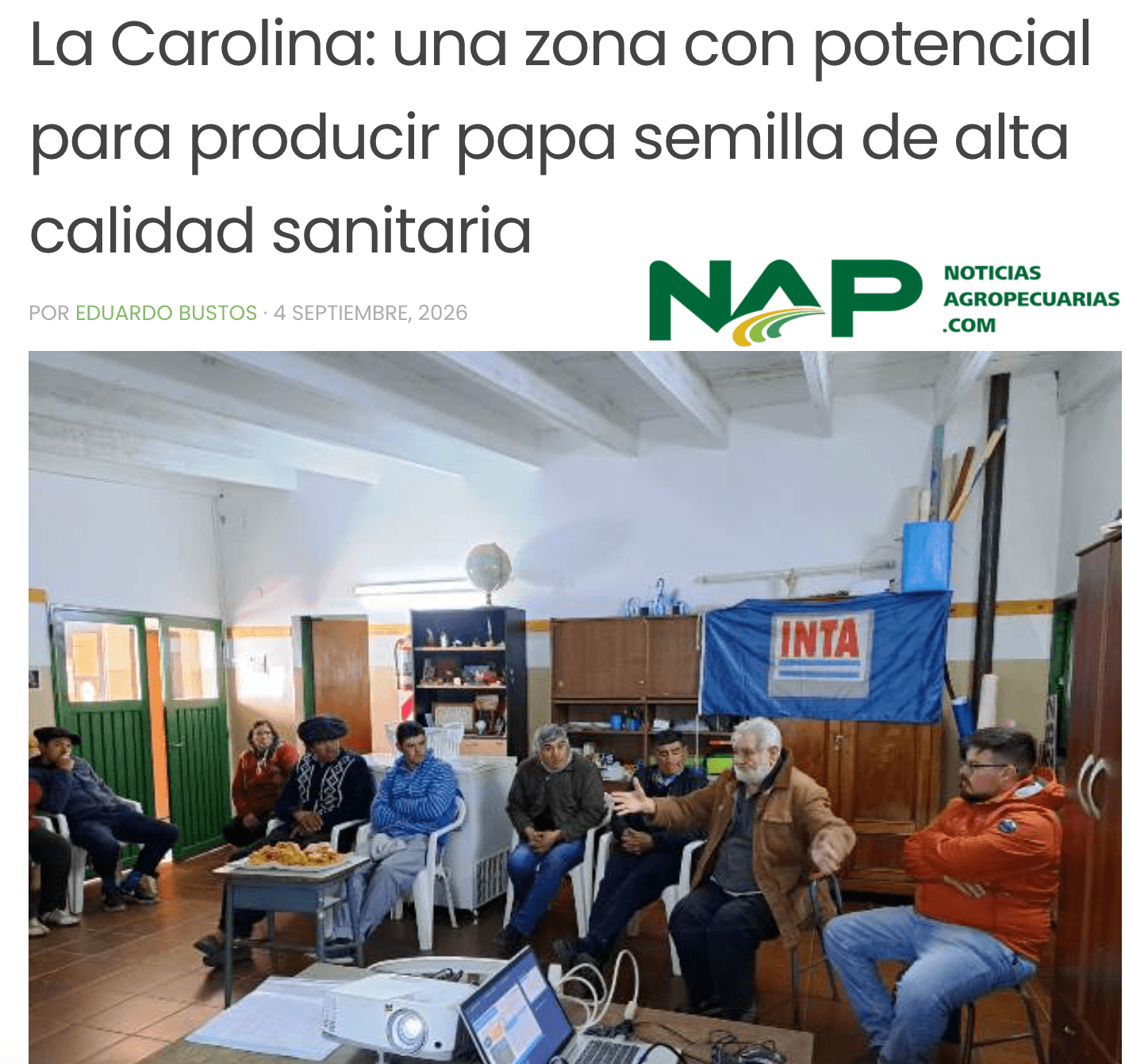 La Carolina: una zona con potencial para producir papa semilla de alta calidad sanitaria